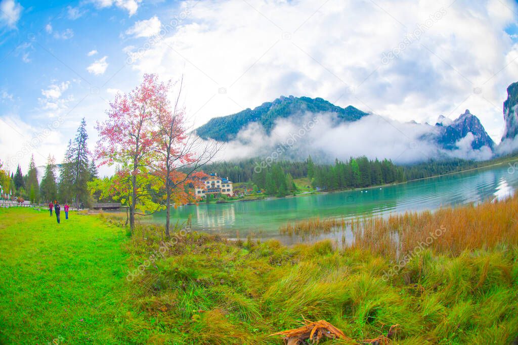 Lake Toblacher See (Italian Lago di Dobbiaco) - Toblach, Italy