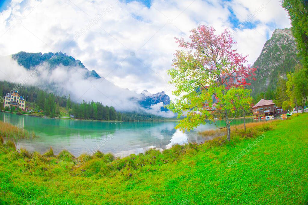 Lake Toblacher See (Italian Lago di Dobbiaco) - Toblach, Italy