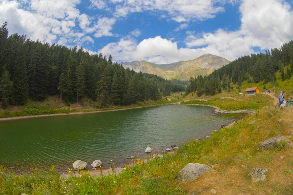 Lago Los Peces Balikgol Montaña Primavera Fondo Savsat —  Fotos de Stock
