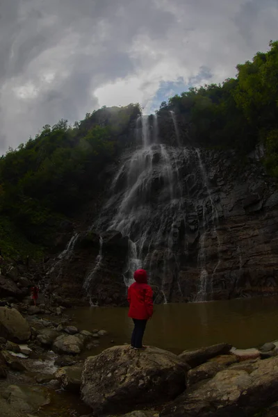 Водопад Менкуна Один Самых Великолепных Водопадов Восточного Черного Моря Водопады — стоковое фото