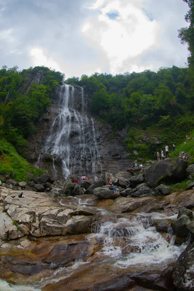 Водопад Менкуна Один Самых Великолепных Водопадов Восточного Черного Моря Водопады — стоковое фото