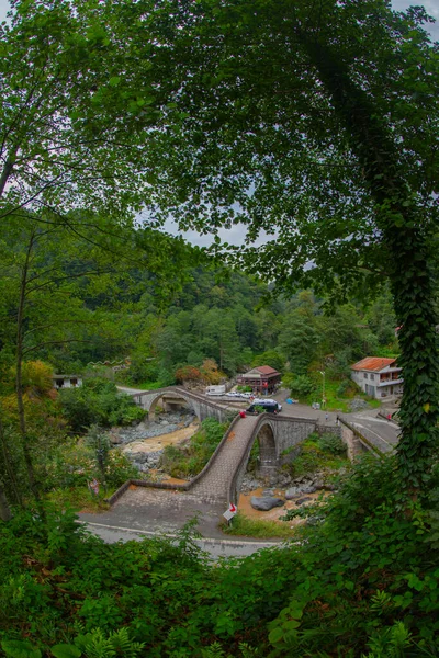 Historical Ortacalar Double Bridges Wonderful View Middle Green — Stockfoto