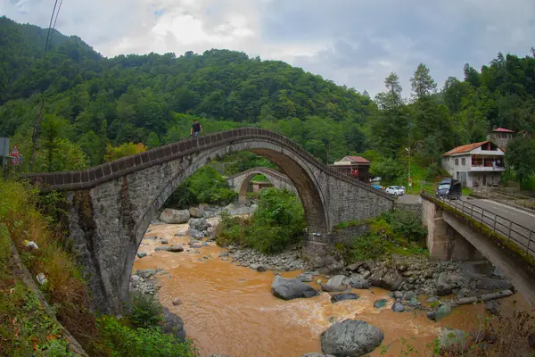 Puentes Dobles Ortacalares Históricos Con Una Maravillosa Vista Medio Del —  Fotos de Stock