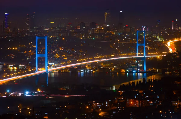 Juli Martelaarsbrug Temmuz Sehitler Koprusu Istanbul Bosporus Brug Nachts Istanbul — Stockfoto