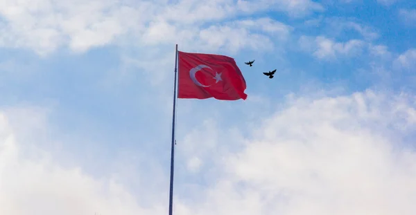 Waving Turkish Flag Landscape — Foto de Stock