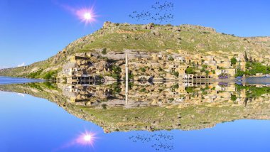 Halfeti Village with a sunken mosque in anlurfa, Halfeti most beautiful panoramic photos.
