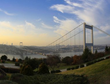 A panoramic view from Otagtepe to the Bosphorus at the sunset