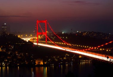A panoramic view from Otagtepe to the Bosphorus at the sunset