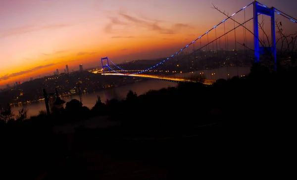 stock image A panoramic view from Otagtepe to the Bosphorus at the sunset