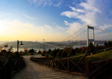 A panoramic view from Otagtepe to the Bosphorus at the sunset