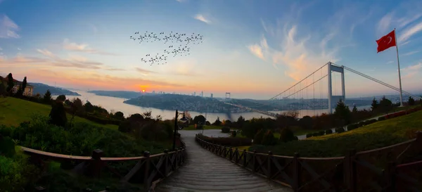 Panoramic View Otagtepe Bosphorus Sunset — Foto de Stock