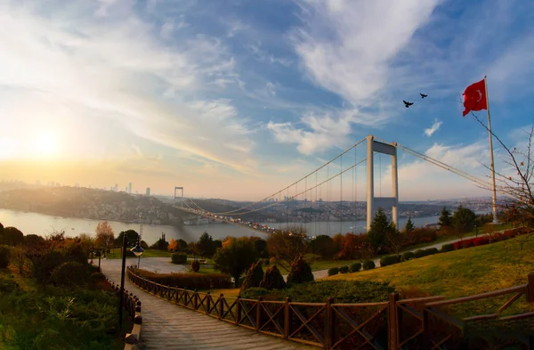 Panoramic View Otagtepe Bosphorus Sunset — ストック写真