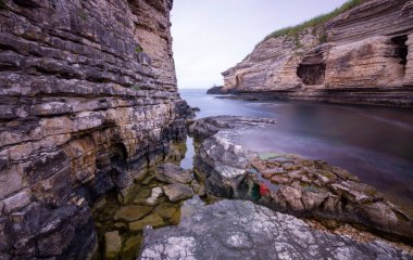  Spring season. The cliffs of the resort town of Kerpe on the Black Sea coast. Kandira -Kocaeli -Turkey