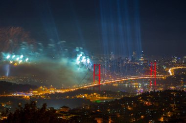 Celebration with fireworks. Istanbul Turkey