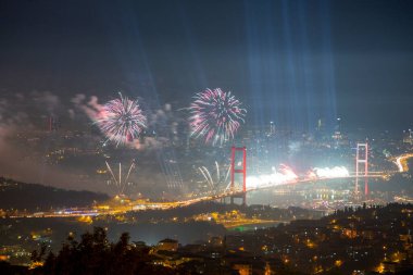 Celebration with fireworks. Istanbul Turkey