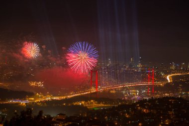 Celebration with fireworks. Istanbul Turkey
