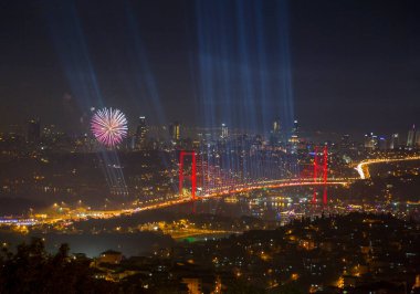 Celebration with fireworks. Istanbul Turkey