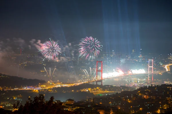 Celebration Fireworks Istanbul Turkey —  Fotos de Stock