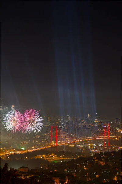 Celebration Fireworks Istanbul Turkey —  Fotos de Stock