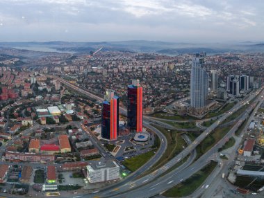 Aerial view of Istanbul's big skyscrapers, Istanbul is a big metropolitan city.
