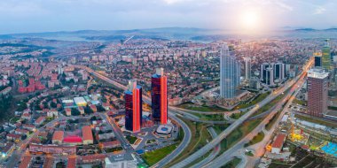 Aerial view of Istanbul's big skyscrapers, Istanbul is a big metropolitan city.
