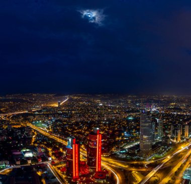 Aerial view of Istanbul's big skyscrapers, Istanbul is a big metropolitan city.