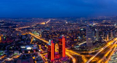 Aerial view of Istanbul's big skyscrapers, Istanbul is a big metropolitan city.