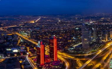 Aerial view of Istanbul's big skyscrapers, Istanbul is a big metropolitan city.