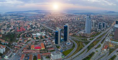 Aerial view of Istanbul's big skyscrapers, Istanbul is a big metropolitan city.