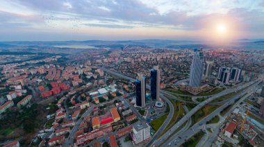 Aerial view of Istanbul's big skyscrapers, Istanbul is a big metropolitan city.
