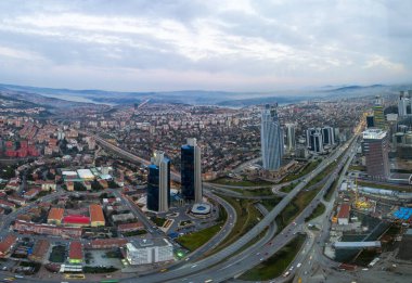 Aerial view of Istanbul's big skyscrapers, Istanbul is a big metropolitan city.