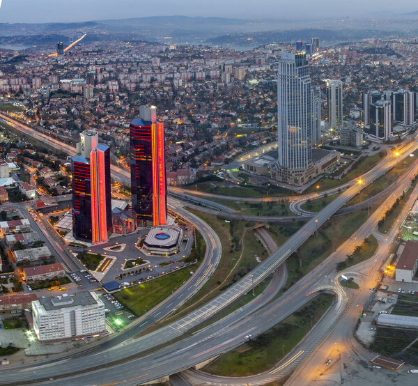 Aerial view of Istanbul's big skyscrapers, Istanbul is a big metropolitan city.