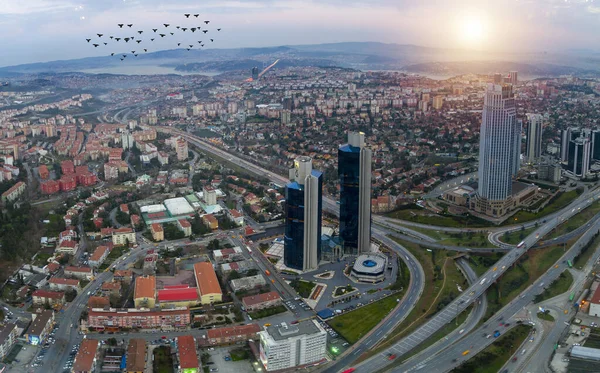 Aerial View Istanbul Big Skyscrapers Istanbul Big Metropolitan City — Fotografia de Stock