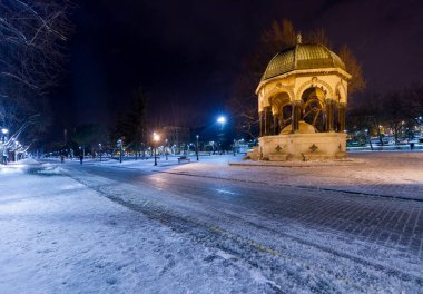 Sultanahmet Square Winter and night, Hagia Sophia Mosque and Blue Mosque