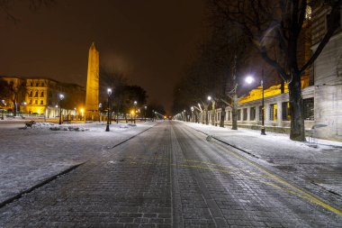Sultanahmet Square Winter and night, Hagia Sophia Mosque and Blue Mosque