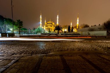 Sultanahmet Square Winter and night, Hagia Sophia Mosque and Blue Mosque