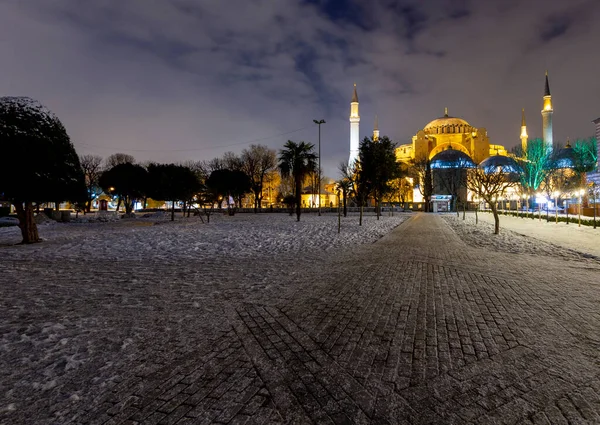 Sultanahmet Square Winter Night Hagia Sophia Mosque Blue Mosque — 스톡 사진