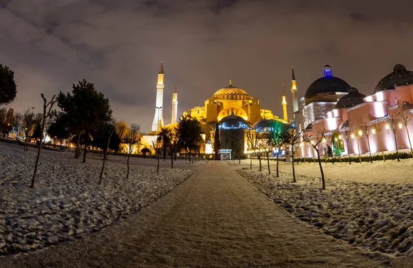 Sultanahmet Square Winter Night Hagia Sophia Mosque Blue Mosque — 스톡 사진