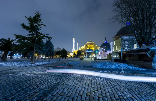 Sultanahmet Square Winter Night Hagia Sophia Mosque Blue Mosque — 스톡 사진