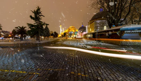 Sultanahmet Square Winter Night Hagia Sophia Mosque Blue Mosque —  Fotos de Stock