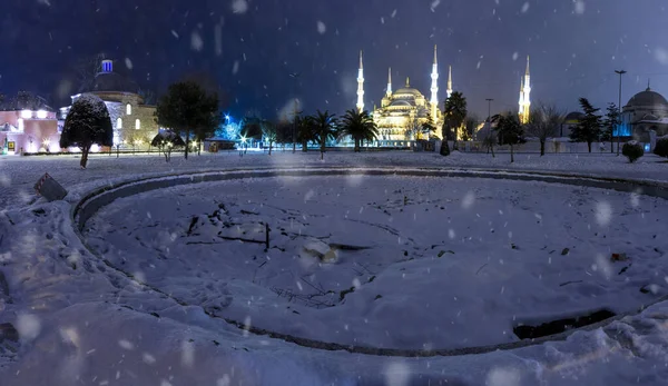 Султанахмет Площадь Зима Ночь Мечеть Святой Софии Голубая Мечеть — стоковое фото