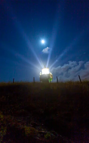 Karaburun Harbor Karaburun Lighthouse Night Star Photography Astrophotography — Stockfoto
