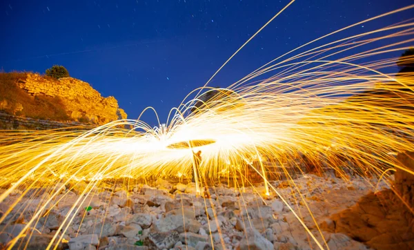 Night star exposure and steel wool shot , Kerpe devil cliffs , Kocaeli
