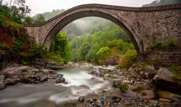 Yeşilin ortasında harika manzarası olan tarihi Ortacalar Çift Köprüler.