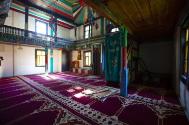 Colorful internal painting and decoration of the mosque in iremit maral village in Artvin, Turkey