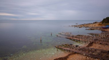 Rocky cliffs in the Black Sea are well suited for long exposure photography near the city of Barganl istanbul