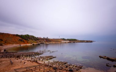 Rocky cliffs in the Black Sea are well suited for long exposure photography near the city of Barganl istanbul