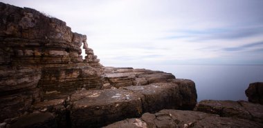 Rocky cliffs in the Black Sea are well suited for long exposure photography near the city of Barganl istanbul
