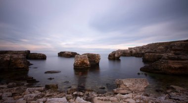 Rocky cliffs in the Black Sea are well suited for long exposure photography near the city of Barganl istanbul