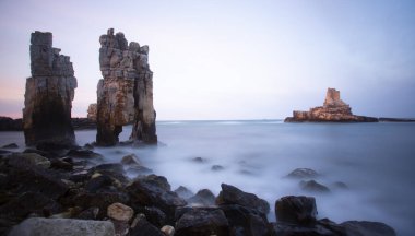 Rocky cliffs in the Black Sea are well suited for long exposure photography near the city of Barganl istanbul